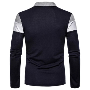 Men's Long Sleeve Color <b>Blocked</b> Polo Shirt Knitted Striped Casual Style Button Collar Regular Fit 2027 - Product Image 5