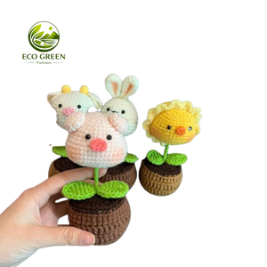 Maceta de Ganchillo con Forma de Animal, Muñeco de Peluche Hecho a Mano, Flor Decorativa de Hilo, Lindo Regalo para la Estética de la Habitación y Decoración del Escritorio - Product Image 3
