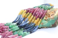 Perles Rondelles Multicolores Facettées en Pierres Précieuses Naturelles (Rubis, Émeraudes, Saphirs) 5mm, 16 Pouces, pour la Fabrication de Bijoux, Prix de Gros