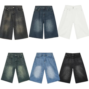 Shorts en jean tricoté mi-long pour homme, coupe droite, décontracté, haute qualité, coupe-vent, couleur unie, vente en gros - Product Image 6