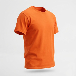 Camiseta de Hombre de Alta Calidad, Personalizable con Logotipo, 100% Algodón, Hombros Caídos, Talla Grande, Color Naranja Liso - Product Image 4