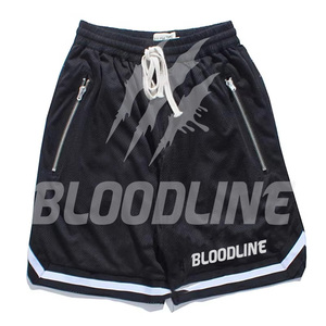 BLOODLINE Men's Black Mesh <b>Shorts</b> Mid Waist Drawstring Sporty Style with <b>Zip</b> <b>Pockets</b> Breathable Design - Product Image 2