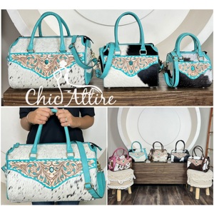 Nouveau sac Speedy en cuir de vachette, sac à main western en cuir repoussé à la main avec bandoulière, sac de voyage spacieux et sac bandoulière - Product Image 1