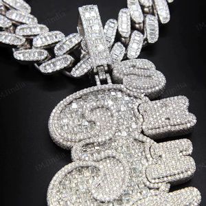 Colgante de letra de moissanita VVS1 tipo baguette de 12.50 CTW, colgantes estilo hip hop con incrustaciones de moissanita, colgante de moissanita personalizado, pasa la prueba del probador - Product Image 4