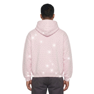 Sudaderas con cremallera y pedrería para hombre, corte holgado, forro polar de algodón grueso, estilo urbano, logotipo personalizado, alta calidad, venta al por mayor, OEM - Product Image 3