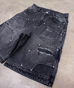 Shorts en jean élégants pour hommes et femmes, 100 % coton, taille haute, délavés à l'acide, tenue décontractée d'été, style streetwear tendance - Product Image 3