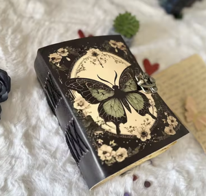 NEW ERA Leather Hardcover <b>Diary</b> with Butterfly Floral Design Sewn Binding UV Printed 100 Sheets Vintage Style Journal Gift - Product Image 2