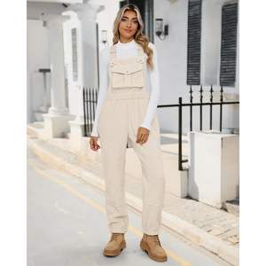 2025 Women's Winter Sherpa Overalls Loose Fit Fuzzy Fleece Warm Bib Pocket Adjustable Jogger <b>Baggy</b> Overall <b>Jumpsuit</b> Denim - Product Image 6