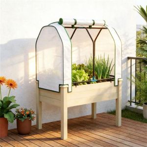 Outdoor Flowerpot <b>Box</b> Elevated Planting <b>Bed</b> Natural <b>Wood</b> Greenhouse for Garden Use - Product Image 2