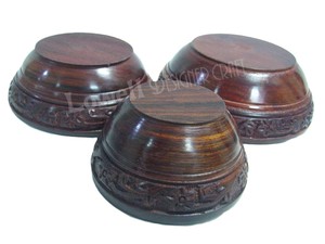 Ensemble de bols de service légers en bois sculpté, design bohème, écologiques et faits à la main, pour les collations, les fruits secs, les salades - Cuisine à domicile - Product Image 2