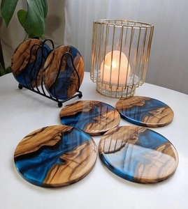 High Quality Handmade Resin Wooden Coasters Modern Coasters Resin Wood Custom Coasters <b>Low</b> Price 4 pcs set - Product Image 4
