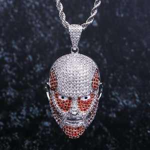 Colgante de Anime Japonés con Diseño de Personaje de Dibujos Animados, Joyería Hip Hop para Fans de Attack on Titan, Colgante de Plata con Moissanita - Product Image 1