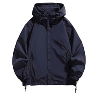 Veste coupe-vent imperméable à capuche pour homme, manches longues, grande poche zippée, veste d'extérieur, logo personnalisé