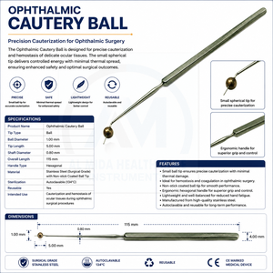 Al Mida Healthcare Instrumento de Cauterización Oftálmica, Herramienta Quirúrgica Manual, Certificado CE Clase II AMHC-R-373, 1 Año de Garantía Quirúrgica - Product Image 6
