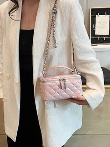 Women's PU Leather <b>Quilted</b> Tote Handbag Fashion Luxury Shoulder Messenger Bag Designer Purse Geometric <b>Single</b> Strap Custom Logo - Product Image 4