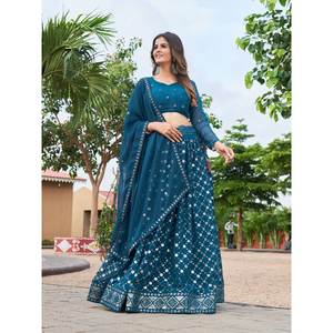 Lehenga Choli de poliéster de diseño con bordado de lentejuelas para un look de fiesta - Product Image 5