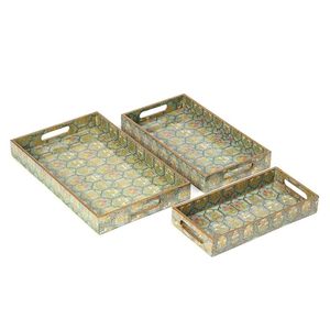 Plateau et assiette rectangulaires décoratifs en bois peints à la main avec motif floral, de qualité alimentaire, pour mariage, maison et repas - Product Image 4