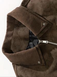 Chaqueta de Motociclista para Hombre, Estilo Retro, Color Café Marrón, de Gamuza, para Primavera y Otoño, Impermeable, Transpirable y Resistente al Viento - Product Image 6