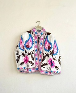 Hand Embroidered Quilted Suzani Velvet Eco-Friendly Boho Floral Jacket - Product Image 1