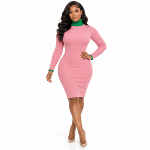 Vêtements en tricot pour femmes sur mesure Alpha |   Kapa |   Robe pull longue à col roulé 100 % acrylique Alpha Sorority, accessoires grecs - Product Image 1
