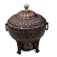Équipement de maintien au chaud des aliments en acier inoxydable thermolaqué gris fumé, design Bindi, 6 litres, artisanal et de qualité supérieure