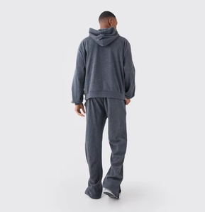 ชุดเสื้อฮู้ดดี้และกางเกงวอร์มสีพื้นสำหรับผู้ชาย – ชุดลำลองทรงหลวมใส่สบายสำหรับสวมใส่ทุกวัน - Product Image 4