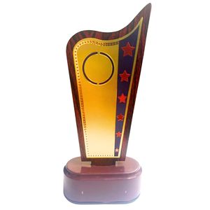 Copa de Trofeo Dorada con Base Negra y Dos Asas |   Trofeo Clásico de Reconocimiento con Base Decorativa Deportiva y Grabado con Acabado Brillante - Product Image 1