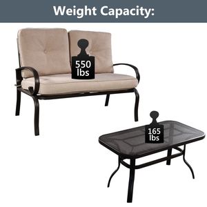 Set di Mobili da Giardino Impermeabili e Durevoli con Tavolo e 2 Sedute Imbottite per Patio, Hotel e Ristoranti - Product Image 6