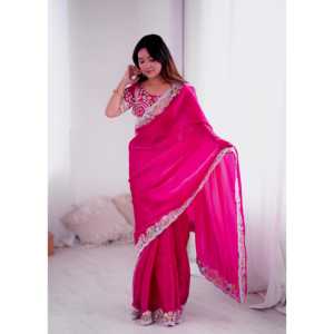 Sari de Trabajo con Bordado Pesado y Lentejuelas para Ropa India y Pakistaní - Product Image 4