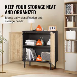 Adjustable Shelves Rattan <b>Storage</b> Cabinet with 2 Magnetic Doors <b>Sideboard</b> Buffet for Hallway Entry <b>Sideboards</b> Product Category - Product Image 5