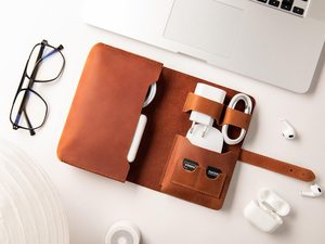 Custom Leather Cable Organizer Travel <b>Tech</b> Pouch Wire Management Electronic Accessories Storage Holder Box LCO-0003 - Product Image 5