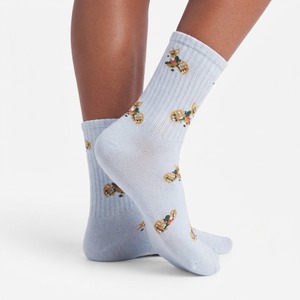 Calcetines de punto acanalados con estampado animal azul claro, diseño de ciervos, calcetines casuales para uso diario - Product Image 2