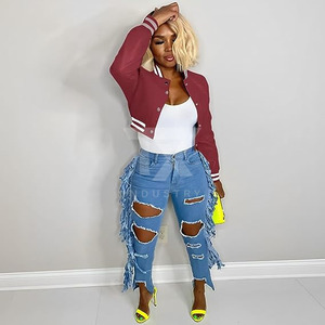 Women Wool Cropped Genuine Varsity Baseball Jacket Custom Ladies Print Fashion Autumn Embroidery Cotton Filled Varsity Jacket - Product Image 6