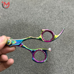 Ciseaux de coiffure professionnels en acier inoxydable, finition arc-en-ciel, manche moyen, pour droitiers, ciseaux de coupe de cheveux - Product Image 4