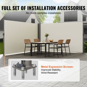 Tenda Laterale Retrattile in Alluminio 63FT X 236FT, Schermo Privacy per Esterni Impermeabile in Poliestere 280g, Vela in PC per Patio e Spazi Esterni - Product Image 4