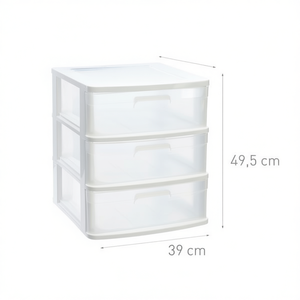 Cajonera SENA en plastique à 3 tiroirs avec 3 caissons blancs – Solution de rangement - Product Image 1