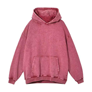 เสื้อฮู้ดดี้สีเขียวอมน้ำเงินเข้มแบบย้อมสีสไตล์วินเทจทรงโอเวอร์ไซส์สำหรับผู้ชาย แขนเสื้อแบบดรอปโชว์เดอร์ มีกระเป๋าจิงโจ้ - Product Image 4