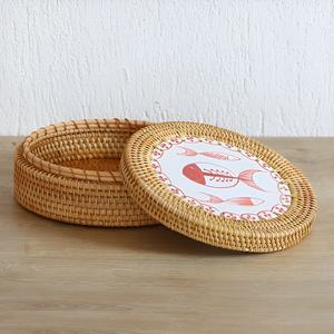 Caja de ratán con tapa de cerámica, cajas de almacenamiento hechas a mano, contenedor para alimentos, té, dulces, decoración de mesa y escritorio - Product Image 6