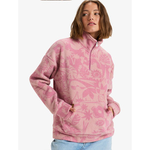 Sudadera con capucha de forro polar floral personalizada para mujer, con cremallera de un cuarto, estilo oversize, tipo Sherpa - Product Image 1