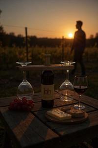 Wooden Wine Bottle And Glass Holder Rack Perfect For Dining <b>Table</b> And Romantic Dinner Party Display Wholesale From India - Product Image 3