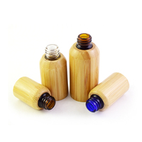Botol minyak esensial kaca cangkang bambu ramah perjalanan botol kaca lengan bambu ramah lingkungan untuk minyak aromaterapi