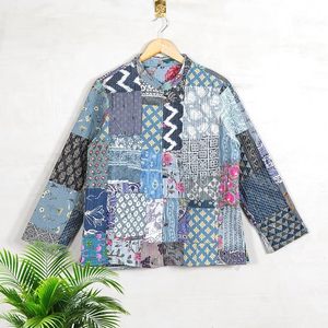 Multi Color Handmade <b>Patchwork</b> <b>Jacket</b>, Indian Cotton Handmade Winter <b>Jacket</b> Assorted Flower Print Coat - Product Image 3