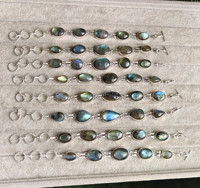 Bracelet jonc unisexe en labradorite, pierre précieuse naturelle, avec breloque, bijoux en cristal de qualité supérieure, chaîne à maillons, cadeau islamique, vente en gros