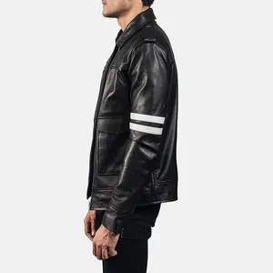 เสื้อแจ็คเก็ตหนังสีดำลายมังกรสำหรับผู้ชายจาก Sisa Apparels - Product Image 4