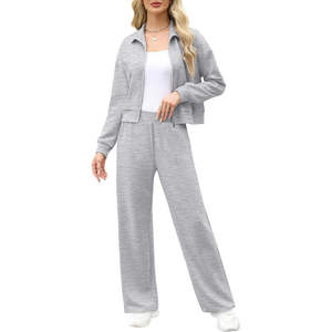 High Quality Breathable Winter Solid Hooded Custom Logo Casual Ladies Hoodie Sports Set Tracksuit for Women - Product Image 1