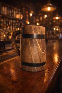 Jarra de Madera Pulida Personalizada, Taza Vikinga Rústica Grabada, Regalo para Él, Medieval, Ecológica, Cerveza Personalizada Hecha a Mano, Alta Calidad - Product Image 2