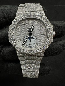 Reloj de Cuarzo Octagonal de Lujo para Hombre con Diamantes, 42 mm, Analógico, Fase Lunar, Cierre Desplegable, Correa de Acero Inoxidable - Product Image 1