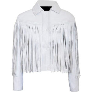 Chaqueta de Motera Corta de Cuero de Ante Auténtico con Flecos Estilo Occidental, Calefactable, con Cremallera, para Mujer, Tallas Personalizadas, Logotipo Personalizado - Product Image 3