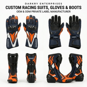 Combinaison de course moto en cuir personnalisée OEM, équipement de protection pour motard, vente en gros, avec gants assortis et bottes pour la piste - Product Image 4
