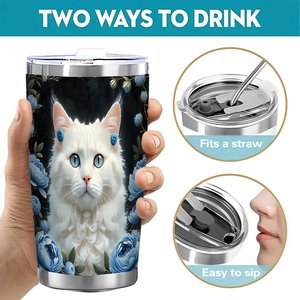 20oz Stainless Steel Tumbler With Lid And Straw Portable Car Drinking <b>Cup</b> Food Grade Double Wall <b>Insulated</b> - Product Image 5